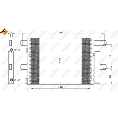 Bilde av NRF EASY FIT 35896 Kondensator med tørker, tetningsring 15,5 Aluminium 440