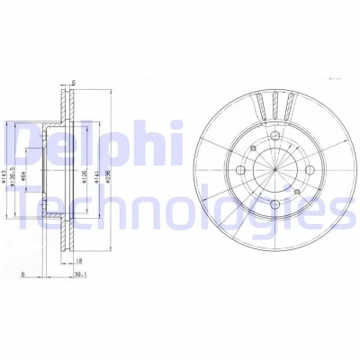 Bilde av DELPHI BG2810 Bremseskiver 236 18 4 ventilert oljet ubehandlet uten hjullager, ABS sensorring MITSUBISHI: Carisma Sedan, Lancer Stasjonsvogn