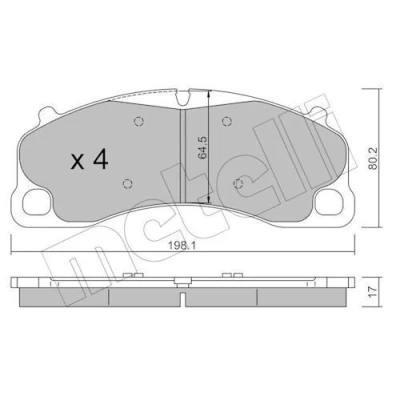 Bilde av METELLI 22 1256 0 Bremseklosser klargjort for slitasjeindikator PORSCHE: 911 Coupé, 718 Cayman Targa
