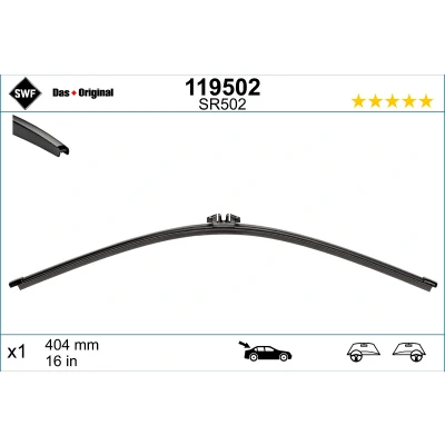 Bilde av Vindusvisker Swf Visioflex Rear 119502 405mm bak Rammeløs VOLKSWAGEN: Transporter 5, Touran I, Multivan 5 (7HM, SKODA: Octavia 2 Combi, Fabia