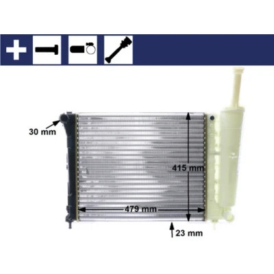 Bilde av MAHLE ORIGINAL CR 1859 000S Radiator 479 415 23 med tilbehør gummifôring, skrue Kjøleribber satt sammen mekanisk FIAT: 500 Hatchback