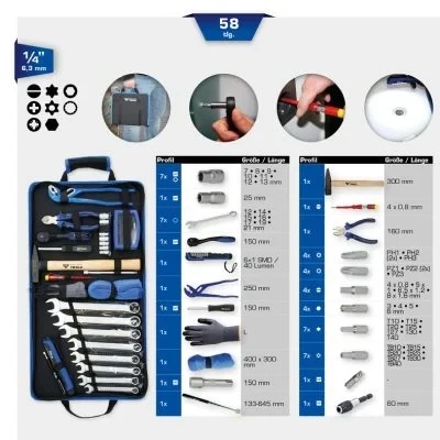 Bilde av KS TOOLS BT024064 Verktøysett 58 6,3 (1/4&quot;) firkant