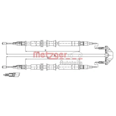 Bilde av METZGER 11.5791 Bremsekabel bak 1355/1157+1355/1157 Trommelbrems COFLE OPEL: Zafira A