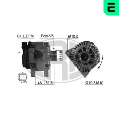 Bilde av ERA 210538A Dynamo 14V 150A CITROËN: Berlingo / First I, C8, C1 PEUGEOT: Partner I Van, 607 Sedan, 206 Hatchback, TOYOTA: Aygo