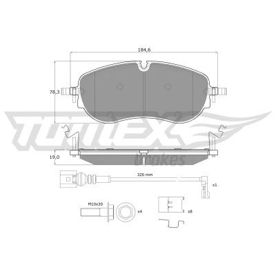 Bilde av TOMEX brakes TX 60 00 Bremseklosser framaksel inkl. slitasjevarselkontakt med bremsecaliperskruer tilbehør VOLKSWAGEN: ID.4, AUDI: Q4 SUV