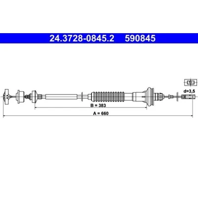 Bilde av ATE 24.3728 0845.2 Koplingskabel med automatisk justering PEUGEOT: 206 Hatchback