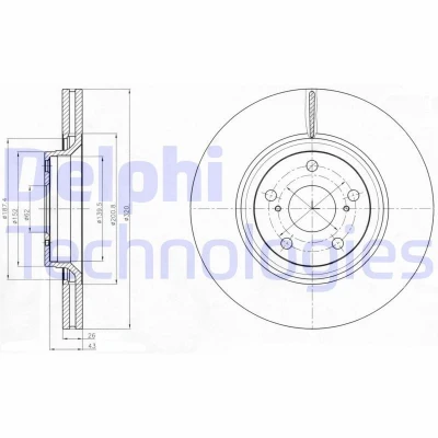 Bilde av DELPHI BG4235 Bremseskiver 320 26 5 ventilert oljet ubehandlet uten hjullager, ABS sensorring TOYOTA: Avensis III Stasjonsvogn, Sedan