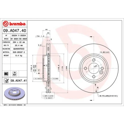 Bilde av BREMBO COATED DISC LINE 09.A047.41 Bremseskiver 294 22 4 innvendig ventilert belagt høy karbon MINI: Hatchback, Cabrio
