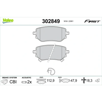 Bilde av VALEO Bremseklosser bakaksel inkl. slitasjevarselkontakt uten skruer, med antihyle blikk 302849 NISSAN: NP300 Navara Pick up