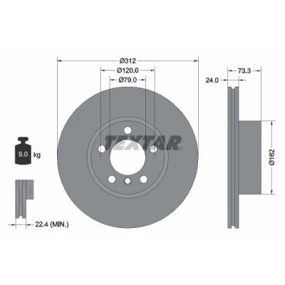Bilde av TEXTAR PRO+ 92261805 Bremseskiver 312 24 05/06 120 innvendig ventilert belagt høy karbon uten hjulfestebolt, hjulnav BMW: 3 Sedan, Touring