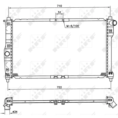 Bilde av NRF 53263 Radiator Aluminium 655 383 16 med tetningsring Kjøleribber loddet