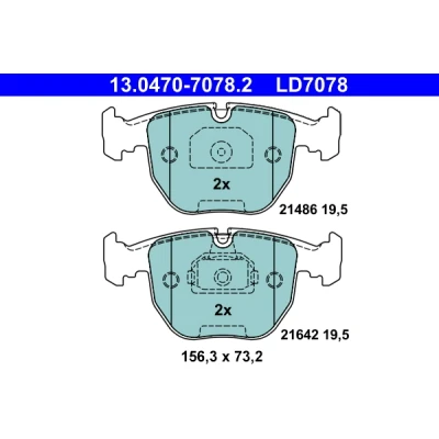 Bilde av ATE Ceramic 13.0470 7078.2 Bremseklosser klargjort for slitasjeindikator, ekskl. slitasjevarselkontakt BMW: X3, 5 Touring, X5