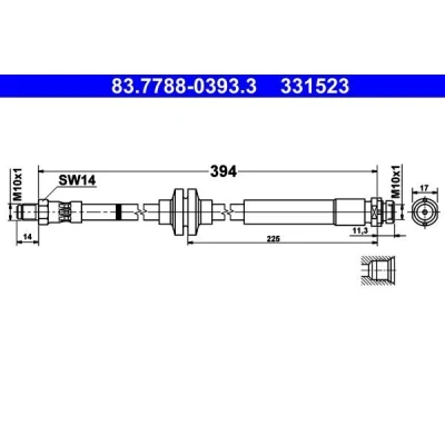 Bilde av ATE 83.7788 0393.3 Bremseslange 394 M10x1