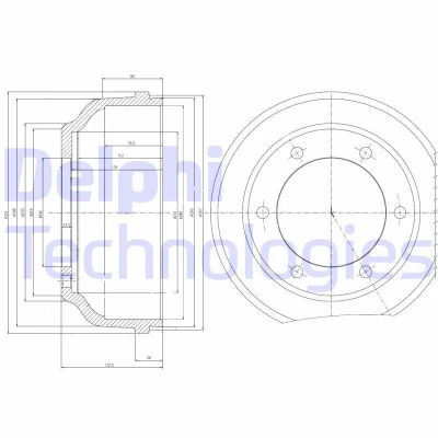 Bilde av DELPHI BF467 Bremsetrommel uten ABS sensorring, hjullager 315