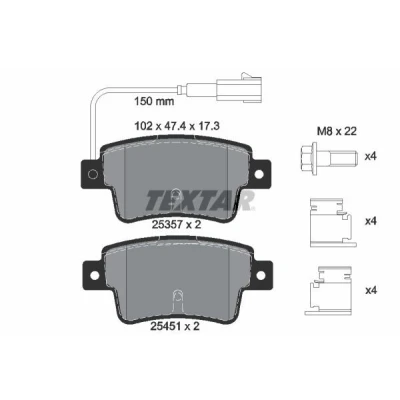 Bilde av TEXTAR 2535701 Bremseklosser med integrert slitasjevarselkontakt FIAT: Punto Evo Hatchback