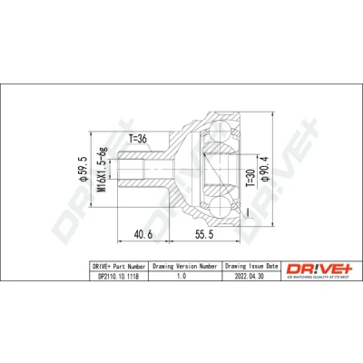 Bilde av Dr!ve+ DP2110.10.1118 Drivknute med skrue TPE (termoplastisk elastomer) VOLKSWAGEN: Touran I, Caddy 3, Passat B6 Variant, SKODA: Octavia 2 Combi, Yeti