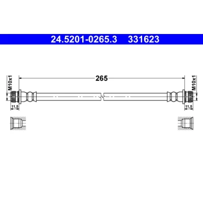 Bilde av ATE 24.5201 0265.3 Bremseslange 265 M10x1 MITSUBISHI: COLT 6