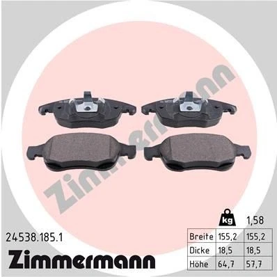Bilde av ZIMMERMANN 24538.185.1 Bremseklosser Bildet viser leveranseinnholdet CITROËN: Berlingo II Van, II, C4 I Grand Picasso