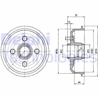 Bilde av DELPHI BF229 Bremsetrommel uten ABS sensorring, hjullager 216 FORD: FIESTA 4