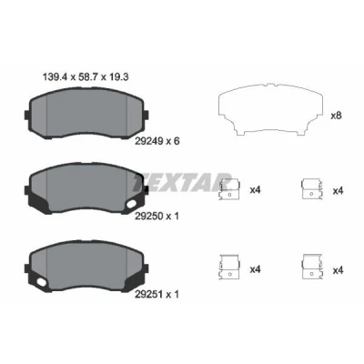 Bilde av TEXTAR 2924901 Bremseklosser klargjort for slitasjeindikator MITSUBISHI: Canter 7.Generation