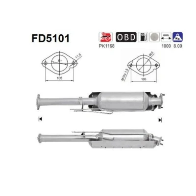 Bilde av AS FD5101 Partikkelfilter Euro 5 Cordierit FORD: MONDEO 4 Turnier, S Max Mk1, Galaxy Mk2 MPV