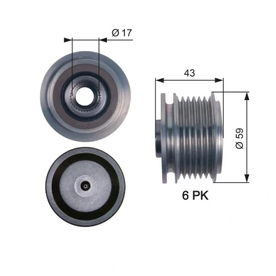 Bilde av GATES OAP7112 Frihjul Dynamo 43 BOOST DN CVT Belt VOLVO: V50, JEEP: WRANGLER 3