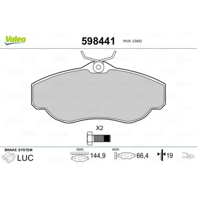 Bilde av VALEO 598441 Bremseklosser framaksel ekskl. slitasjevarselkontakt med sikringsskruesett, uten antiskrike blikk LAND ROVER: Range Rover 2, Discovery 2