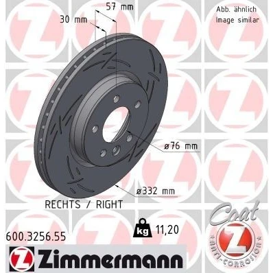 Bilde av ZIMMERMANN 600.3256.55 Bremseskiver 332 30 6/5 5 120 innvendig ventilert, med sliss belagt høy karbon VOLKSWAGEN: Amarok Pick up