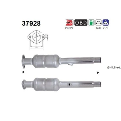 Bilde av AS 37928 Katalysator 620mm VOLKSWAGEN: Golf 5, 4, 4 Variant