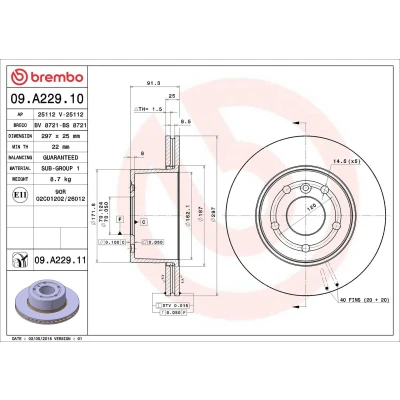 Bilde av BREMBO COATED DISC LINE 09.A229.11 Bremseskiver 297 25 5 innvendig ventilert belagt LAND ROVER: Discovery 2