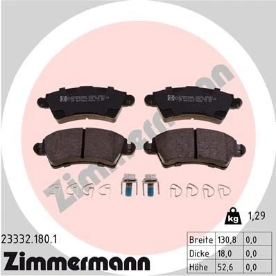 Bilde av ZIMMERMANN 23332.180.1 Bremseklosser med skruer Bildet viser leveranseinnholdet, fjær PEUGEOT: 206 Hatchback, 306 SW