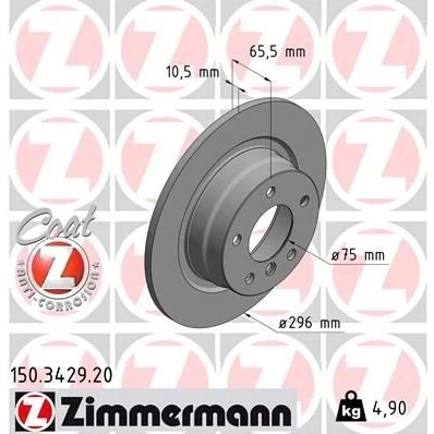 Bilde av ZIMMERMANN COAT Z 150.3429.20 Bremseskiver 296 10 6/5 5 120 fullt ut belagt høy karbon BMW: 3 Sedan, 1 Hatchback, Coupé