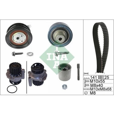 Bilde av INA 530 0361 30 vannpumpe + Registerreimsett med VOLKSWAGEN: Polo IV Hatchback, SKODA: Fabia 1 Combi