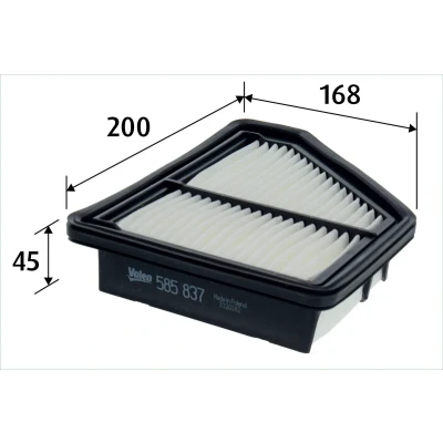 Bilde av VALEO 585837 Luftfilter 45 200 168 Filterinnsats HONDA: CIVIC 8 Hatchback