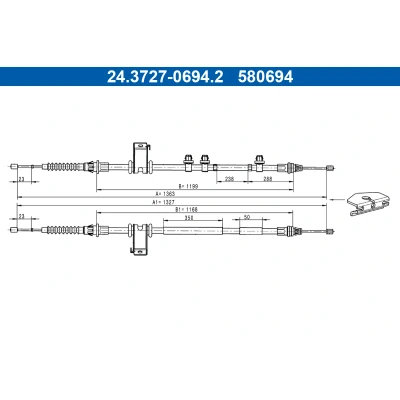 Bilde av ATE 24.3727 0694.2 Bremsekabel 1363, 1327 FORD: FIESTA 6