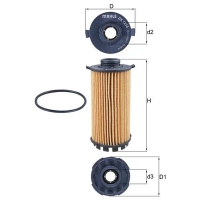 Bilde av MAHLE ORIGINAL OX 1218D Oljefilter Filterinnsats