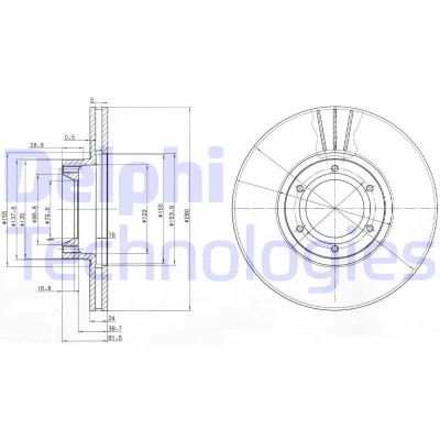 Bilde av DELPHI BG3553 Bremseskiver 280 24 6 ventilert oljet ubehandlet uten hjullager, ABS sensorring RENAULT: MASTER 2 Pritsche/Fahrgestell