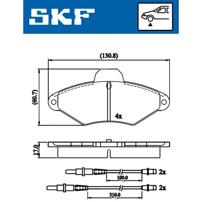 Bilde av SKF VKBP 80601 E Bremseklosser inkl. slitasjevarselkontakt