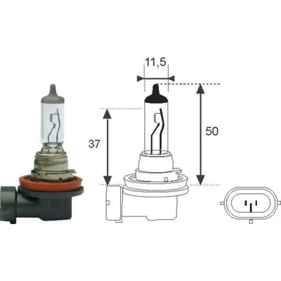 Bilde av MAGNETI MARELLI 002549100000 Lyspære, fjernlys H11 12V 55W PGJ 19 2 Halogen FORD: MONDEO 4 Turnier, 3 Stufenheck, 4, VOLVO: V50, S40 II