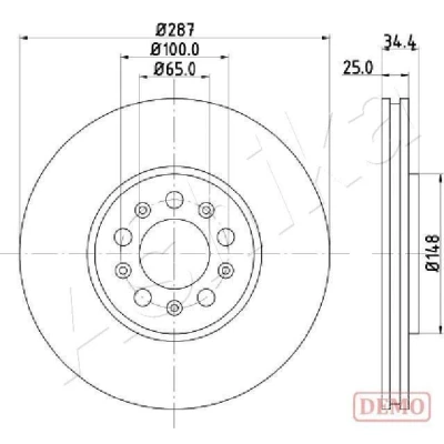 Bilde av ASHIKA 60 00 0901C Bremseskiver framaksel 288 25 5 ventilert spraylakkert VOLKSWAGEN: Golf 4, Polo V Hatchback, IV AUDI: A1 Sportback