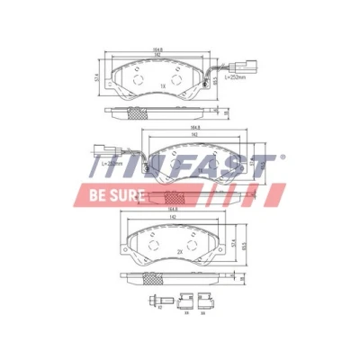 Bilde av FAST FT29521 Bremseklosser framaksel med integrert slitasjesensor FORD: Transit Mk6 Van, Minibuss, Flatvogn lastebil/Chassis