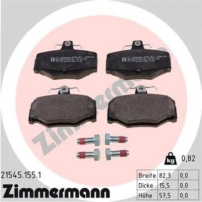 Bilde av ZIMMERMANN 21545.155.1 Bremseklosser med skruer Bildet viser leveranseinnholdet NISSAN: Almera II Hatchback, Primera Hatchback
