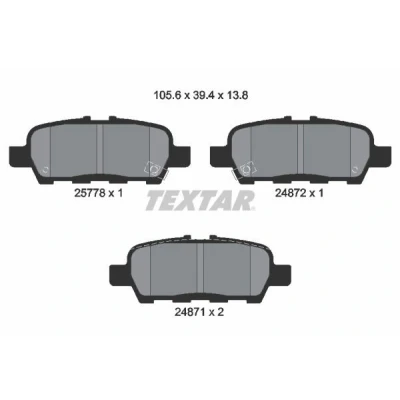 Bilde av TEXTAR 2577801 Bremseklosser med akustisk slitasjevarsel NISSAN: Leaf I, II, NV200 / Evalia Minibuss, SUZUKI: Grand Vitara 2 SUV