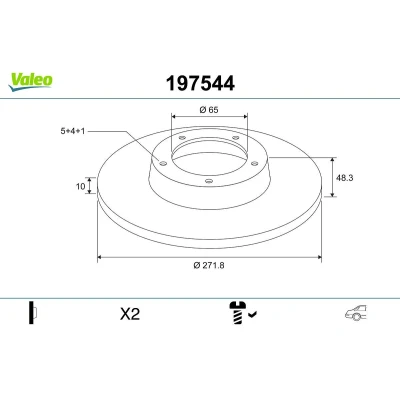 Bilde av VALEO 197544 Bremseskiver bakaksel 272 10 9 fullt ut med skrue VOLKSWAGEN: Golf 7, Caddy 3, Touran I, SKODA: Octavia 2 Combi, 3 Combi