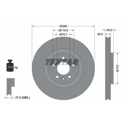 Bilde av TEXTAR 92323705 Bremseskiver 345 30 05/06 115 innvendig ventilert belagt høy karbon uten hjulfestebolt, hjulnav OPEL: Insignia B Sports Tourer