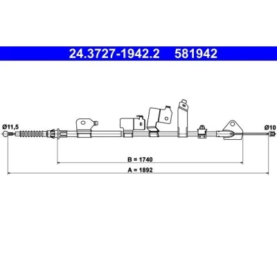 Bilde av ATE 24.3727 1942.2 Bremsekabel 1892 TOYOTA: Auris Hatchback, Stasjonsvogn