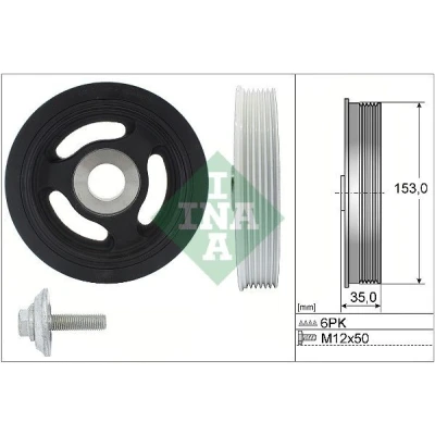 Bilde av INA 544 0104 20 remskivesett, veivaksel FORD: S Max Mk1, Focus 2 Kombi, PEUGEOT: 407 Sedan