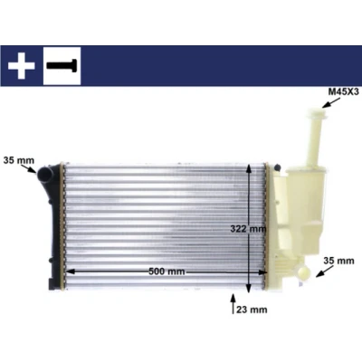 Bilde av MAHLE ORIGINAL CR 1451 000S Radiator for kjøretøy uten luftkondisjonering 510 317 23 med skrue Kjøleribber satt sammen mekanisk