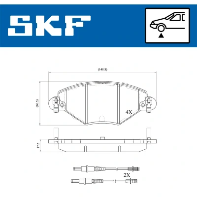 Bilde av SKF VKBP 80463 E Bremseklosser inkl. slitasjevarselkontakt CITROËN: C5 I Hatchback