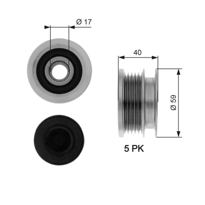 Bilde av GATES OAP7074 Frihjul Dynamo 40 BOOST DN CVT Belt OPEL: Zafira B, Meriva A